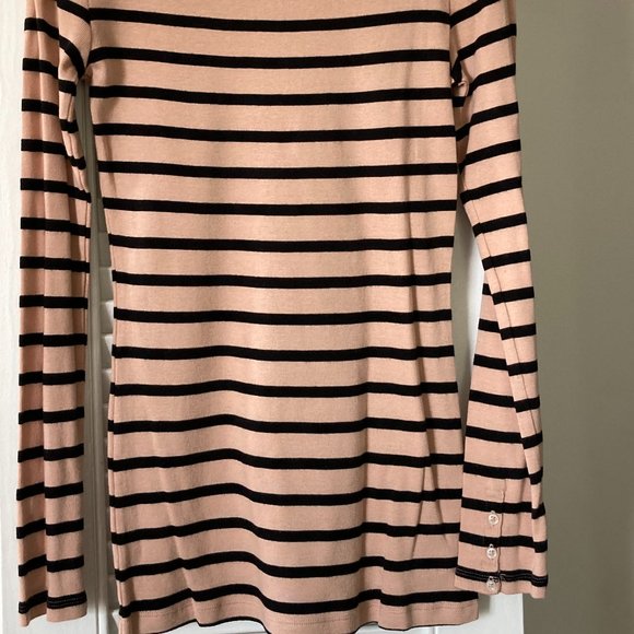 Long Beige/Black Stripe Top - Picture 2 of 4